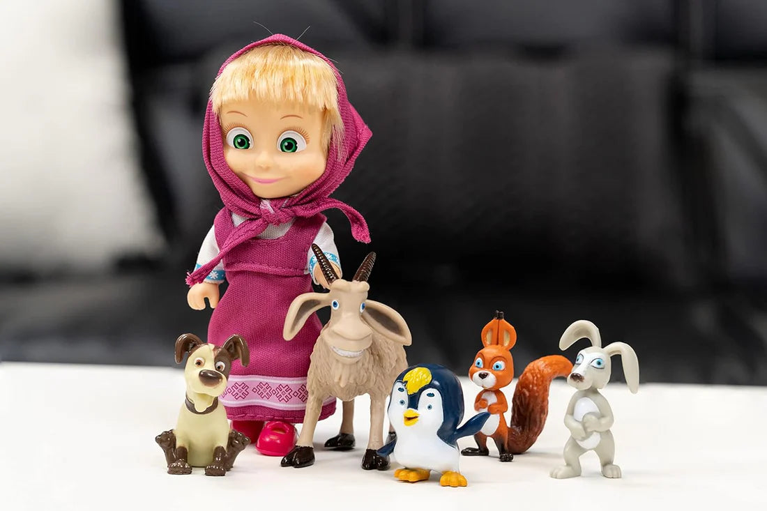Arjoos | Masha and the Bear Simba Masha And Her Animal Set | Durable Figurines for Kids, Perfect Playset for Imaginative Play and Collectors | Birthday Gift For Kids - ( Ages - 3+ )