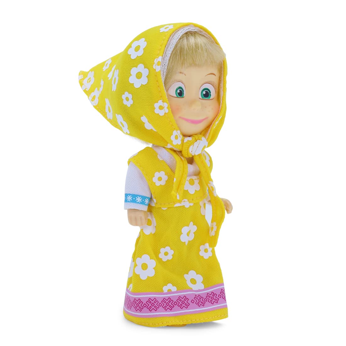 Arjoos | Masha And The Bear Masha Doll Yellow - Height 13 cm | Perfect Collectible Doll for Kids, Durable and Fun, Ideal Gift for Masha and the Bear Fans | Birthday Gift For Kids - ( Ages - 3+ )