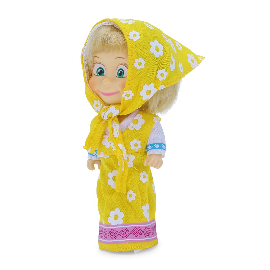 Arjoos | Masha And The Bear Masha Doll Yellow - Height 13 cm | Perfect Collectible Doll for Kids, Durable and Fun, Ideal Gift for Masha and the Bear Fans | Birthday Gift For Kids - ( Ages - 3+ )