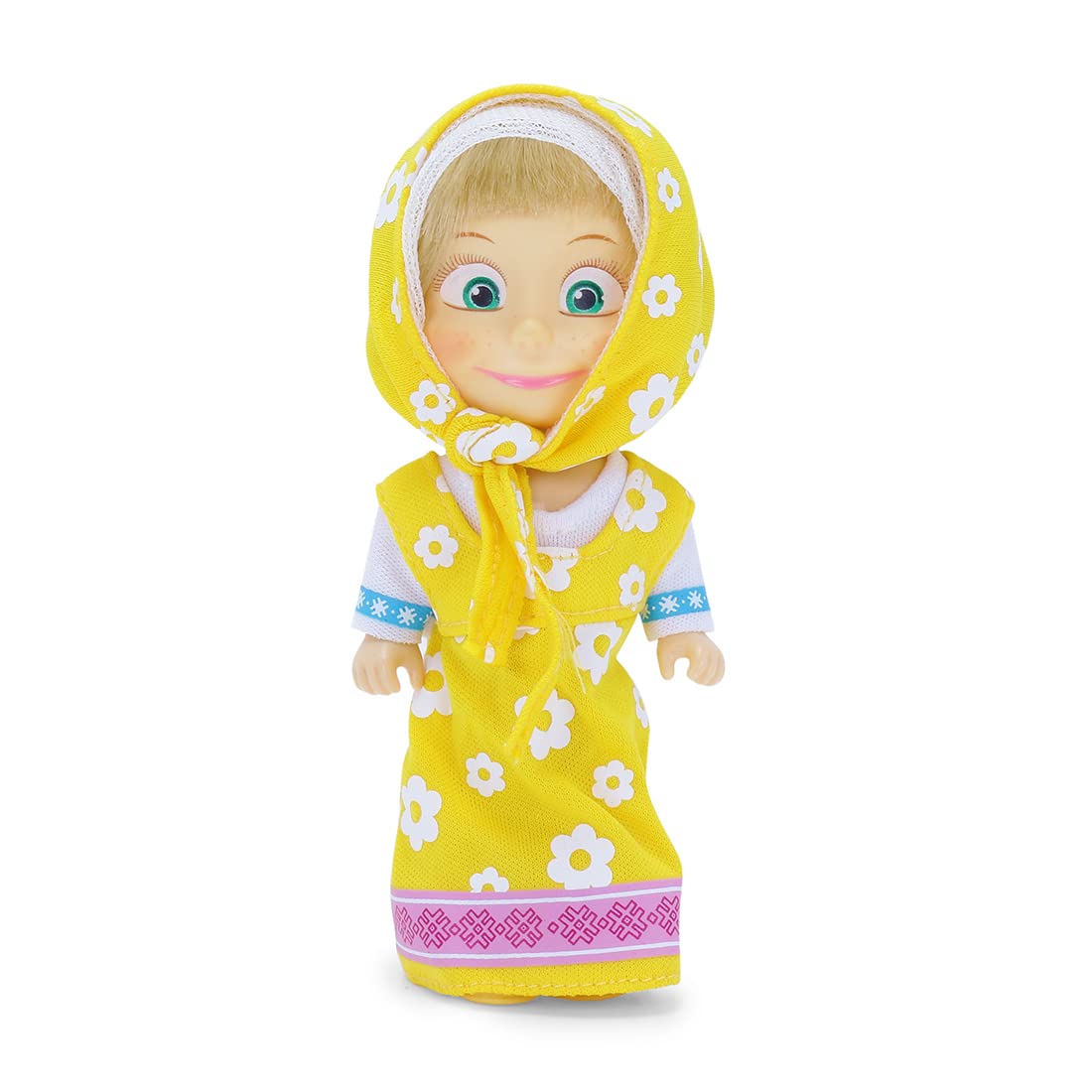 Arjoos | Masha And The Bear Masha Doll Yellow - Height 13 cm | Perfect Collectible Doll for Kids, Durable and Fun, Ideal Gift for Masha and the Bear Fans | Birthday Gift For Kids - ( Ages - 3+ )
