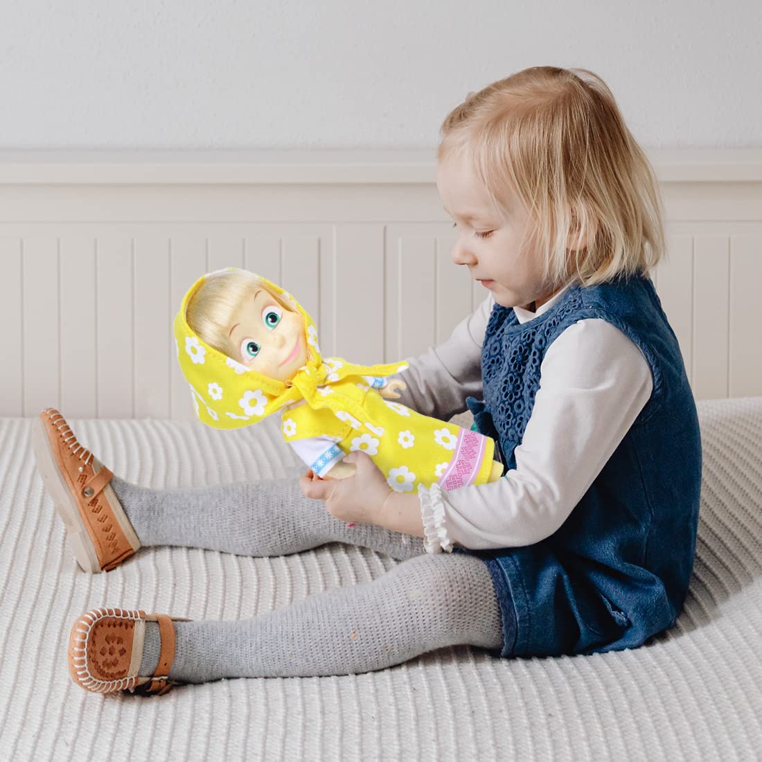 Arjoos | Masha And The Bear Masha Doll Yellow - Height 13 cm | Perfect Collectible Doll for Kids, Durable and Fun, Ideal Gift for Masha and the Bear Fans | Birthday Gift For Kids - ( Ages - 3+ )