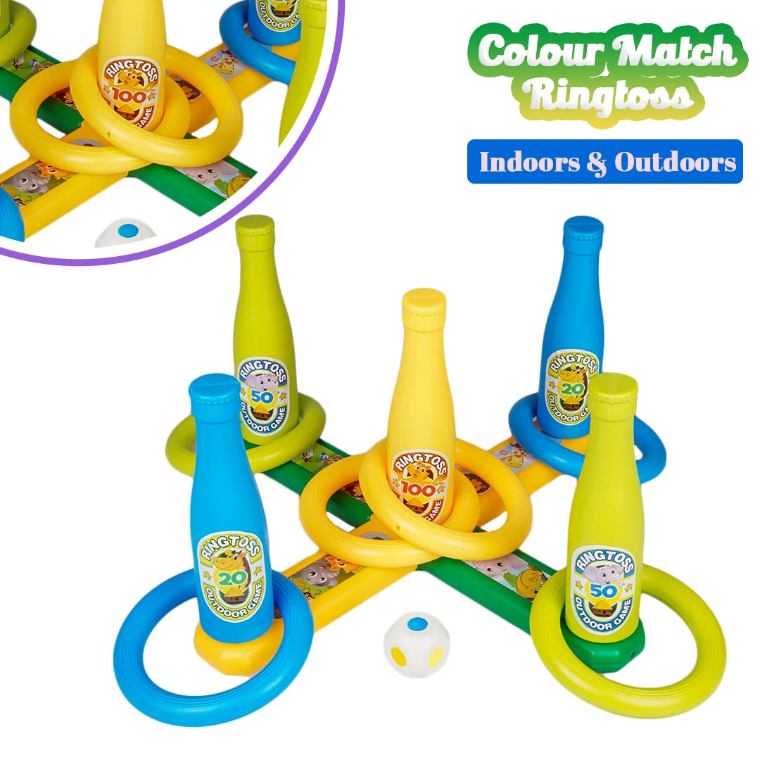 Arjoos | 2 in 1 Colour | Match Ring toss Jungle | Print Target Game Set - Indoor & Outdoor | Vibrant colours and attractive designs | Game for Kids | Toys for kids