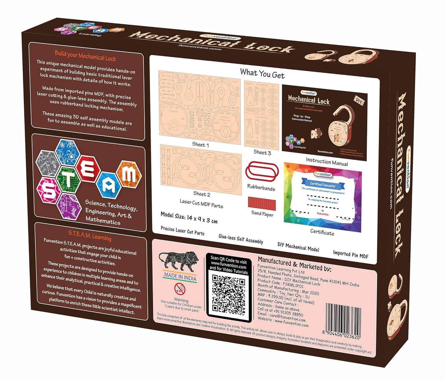 Arjoos | Mechanical Lock - DIY Working Lock Model | For Little Scientist In Every for Kid Fantasy Build | Stem Learning Utility | Birthday Gifts for Kids | (Ages 6+)