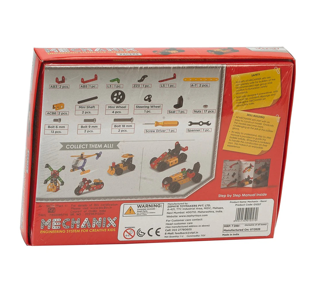Arjoos | Mechanix Beginner Racers | Diy And Education Toy, Construction Set | Engineering System For Creative Kids | Birthday Gifts for Kids - Age - 7+Years