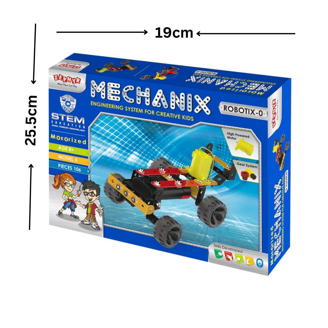 Arjoos | Mechanix Robotix-0 - Motorized | Can Make 5 Models | 106 Pieces | DIY Stem Educational Toy | Birthday Gifts for Kids - Age - 7+Years