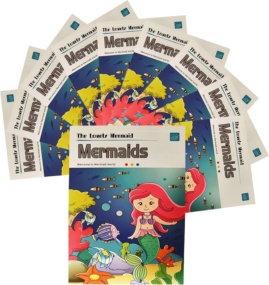 Arjoos | Mermaid Theme Water Colourbook | Magic Drawing Doodle Books with Paint Brush 12 Illustrations | Watercolor Painting | Birthday Return Gifts for Kids Above 3 Years - set of 1 .