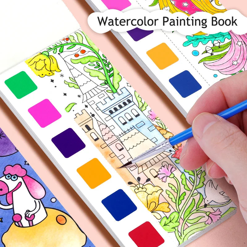 Arjoos | Mermaid Theme Water Colourbook | Magic Drawing Doodle Books with Paint Brush 12 Illustrations | Watercolor Painting | Birthday Return Gifts for Kids Above 3 Years - set of 1 .