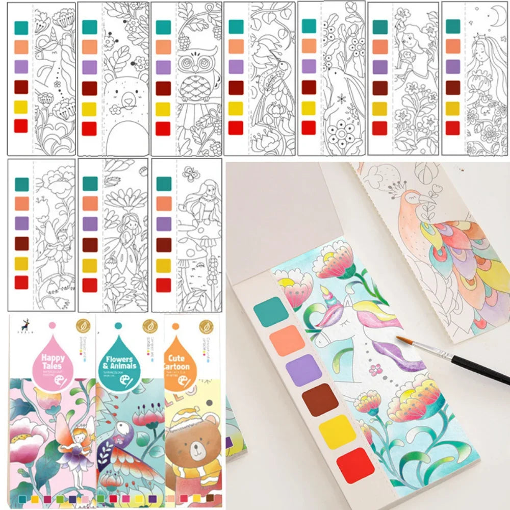 Arjoos | Mermaid Theme Water Colourbook | Magic Drawing Doodle Books with Paint Brush 12 Illustrations | Watercolor Painting | Birthday Return Gifts for Kids Above 3 Years - set of 1 .