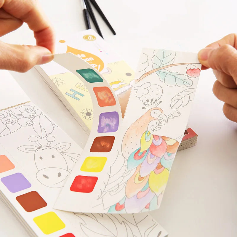 Arjoos | Mermaid Theme Water Colourbook | Magic Drawing Doodle Books with Paint Brush 12 Illustrations | Watercolor Painting | Birthday Return Gifts for Kids Above 3 Years - set of 1 .