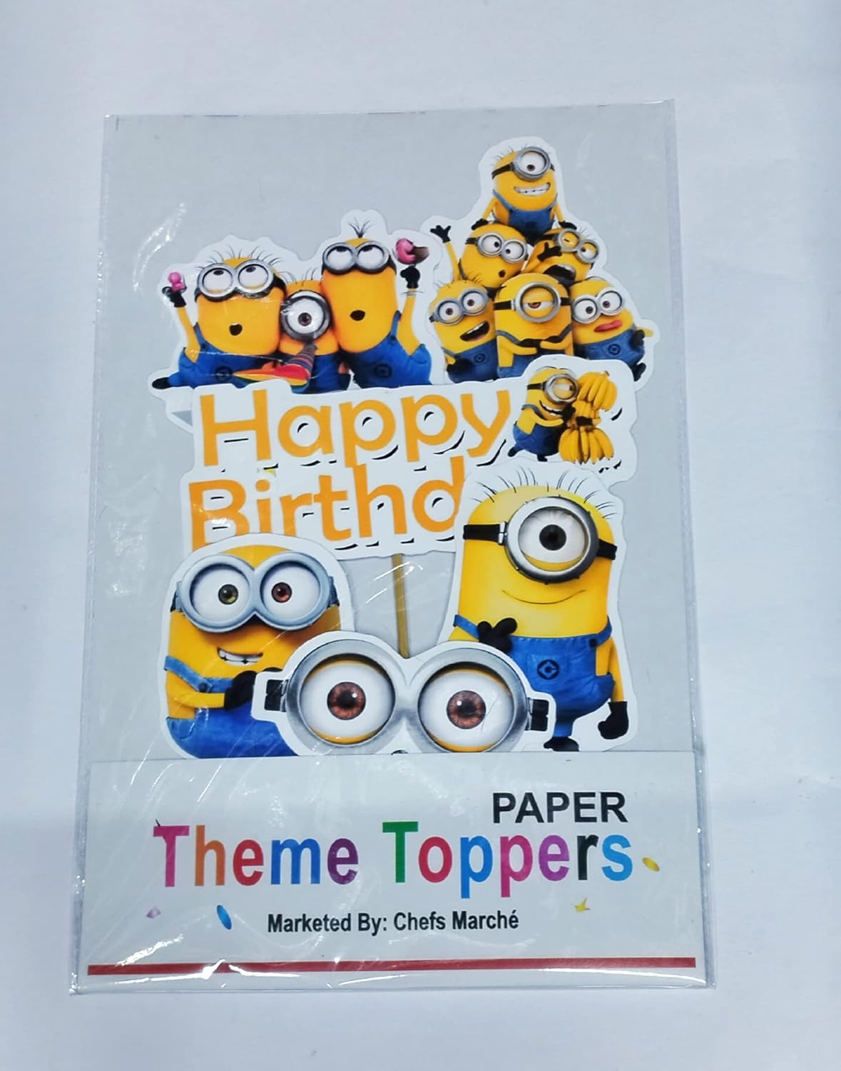 Arjoos | Minions Theme Birthday Cake Topper | 6 Pcs Set | Cupcake Toppers for Boy's, Friends, Brother , children Bday Decorations Items/Cake Accessories, Cards, Tags | Party supplies Kit For Birthday Parties .