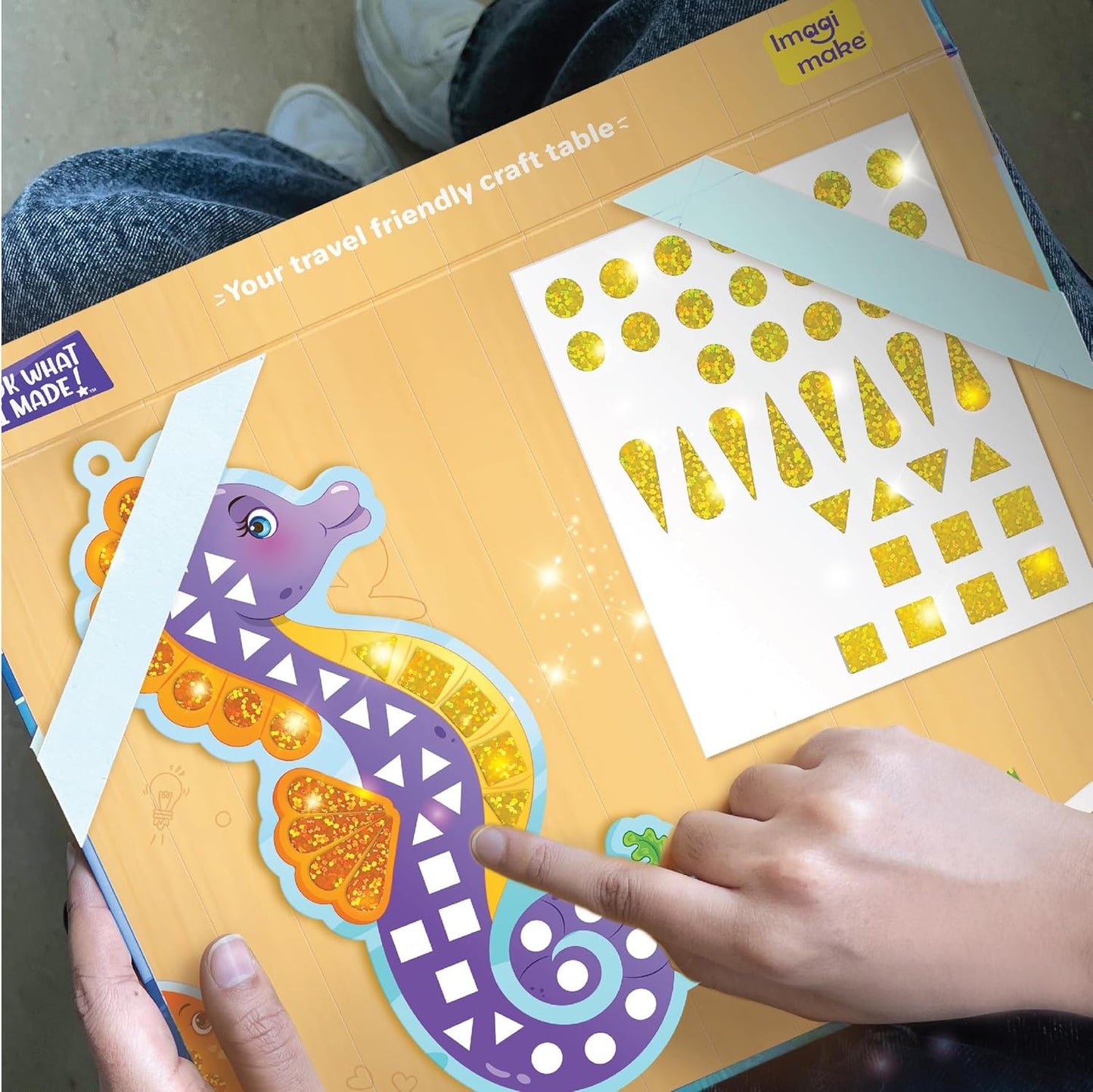 Arjoos | Mirror Mosaic : Ocean - Mess Free Diy | 950+ Foil Sticker | Mosaic Craft Kit , Travel Toys For Girls | Birthday Gift For Kids - Ages - 3+
