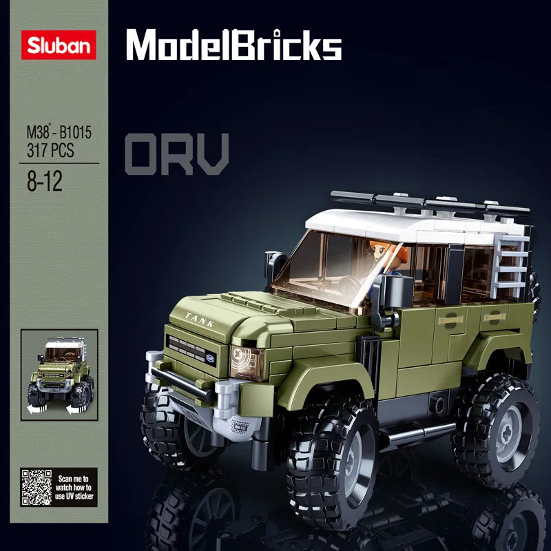 Arjoos | Sluban Orv Suv Building Blocks, Construction Toy for Kids 317 pieces | Toys Morden Military B1013 T300 Tank SUV Car | 302PCS Bricks Off-road Vehicle Compactable With Leading Brands (Green) | Ages 8+ | Toys for kids