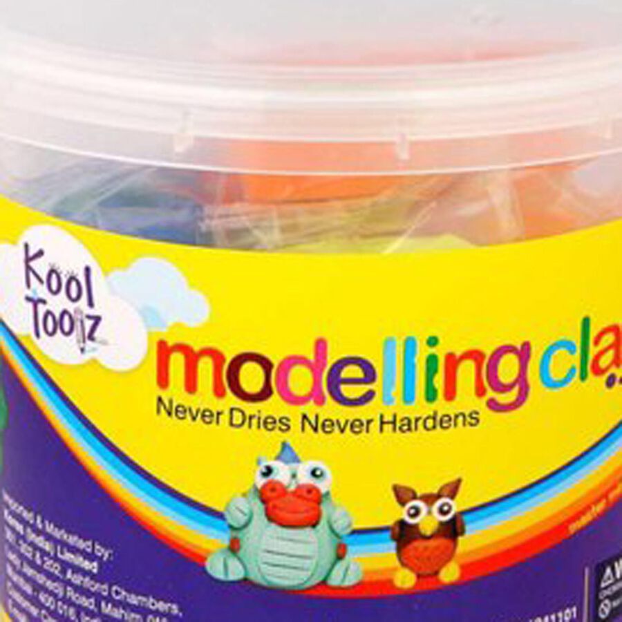 Arjoos | Kores Modelling Clay Bucket (255g, 8 Shades) with 3 Mini Moulds | Reusable Clay for Creative Fun | Ideal for Boys and Girls | Perfect for Arts and Crafts Projects| Return Gifts For Kids - Pack of 1 .