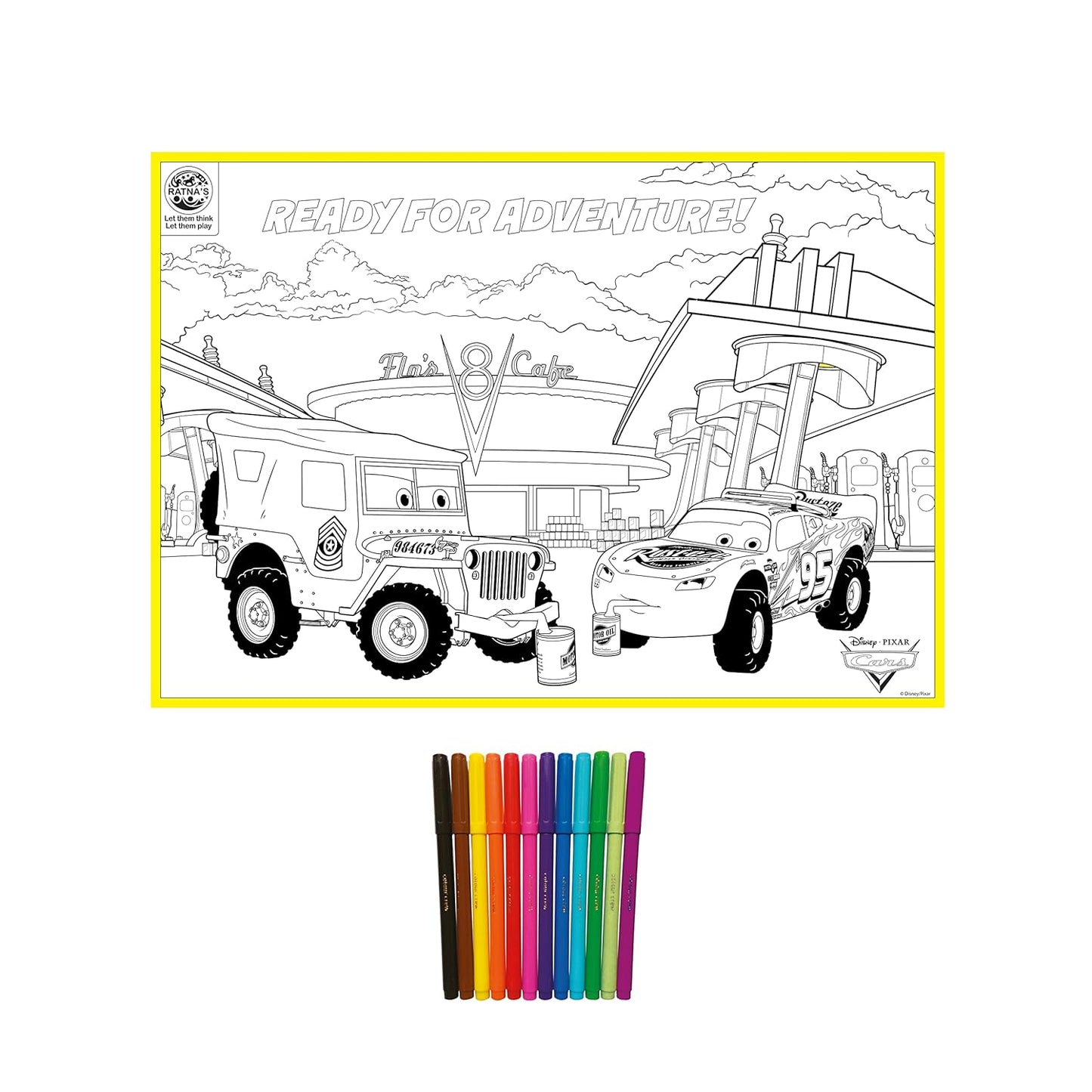 Arjoos | My Colouring Mat Cars | DIY Kit for Kids | Big Size Mat 40 x 27 inches | Birthday Gifts for Kids - Age - 3+Years