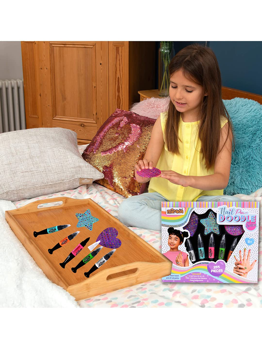Arjoos | Nail Pen Salon Doodle | Nail Art Kit for Girls | Includes 5 Scribble Nail Pens & 250 Stickers | Birthday Gifts for Girls - Age - 8+Years