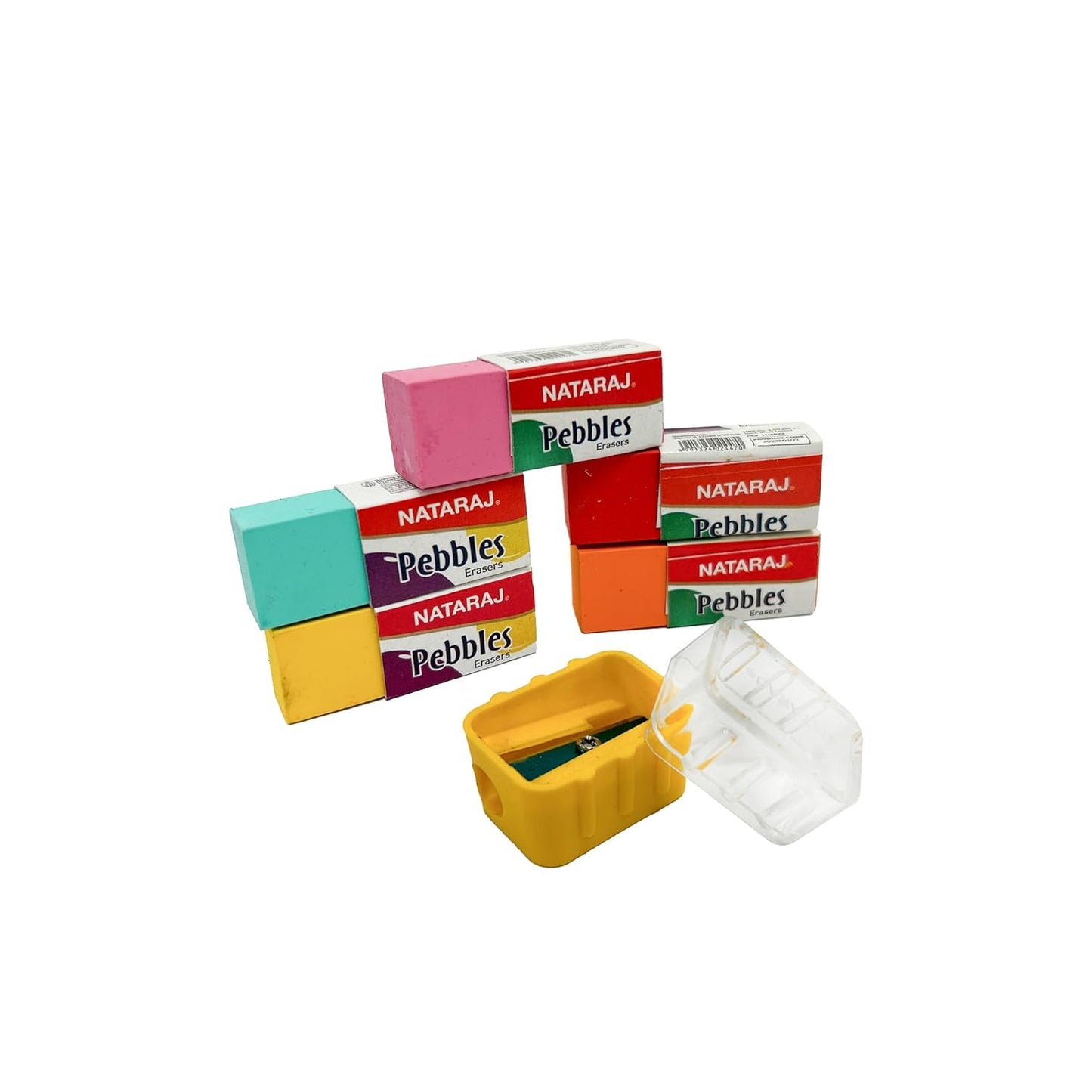 Arjoos | Nataraj Writing Kit |5 Pencils|1 Filly Sharpener|1 Pouch Of 5 Pebbles Erasers|1 tip Gel Pen|1 Classic Ball Pen | 1-15Cm Scale| 1 Pasto Eraser | Portable Kit | Birthday Gifts For Kids - ( Ages - 3+ Years )