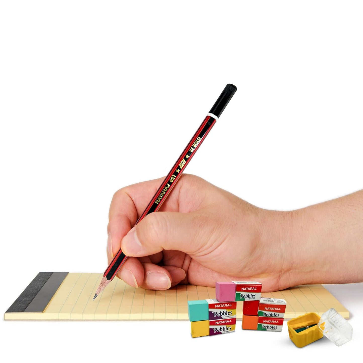 Arjoos | Nataraj Writing Kit |5 Pencils|1 Filly Sharpener|1 Pouch Of 5 Pebbles Erasers|1 tip Gel Pen|1 Classic Ball Pen | 1-15Cm Scale| 1 Pasto Eraser | Portable Kit | Birthday Gifts For Kids - ( Ages - 3+ Years )
