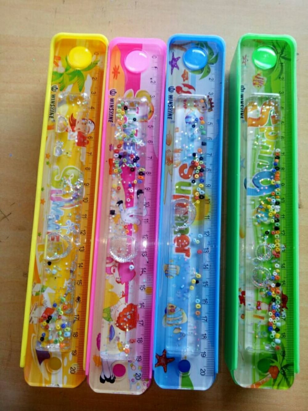 Arjoos | Plastic Pencil Box with Slide Ruler | Birthday Return Gifts for Kids | 1 Pcs | Assorted Colours and Design