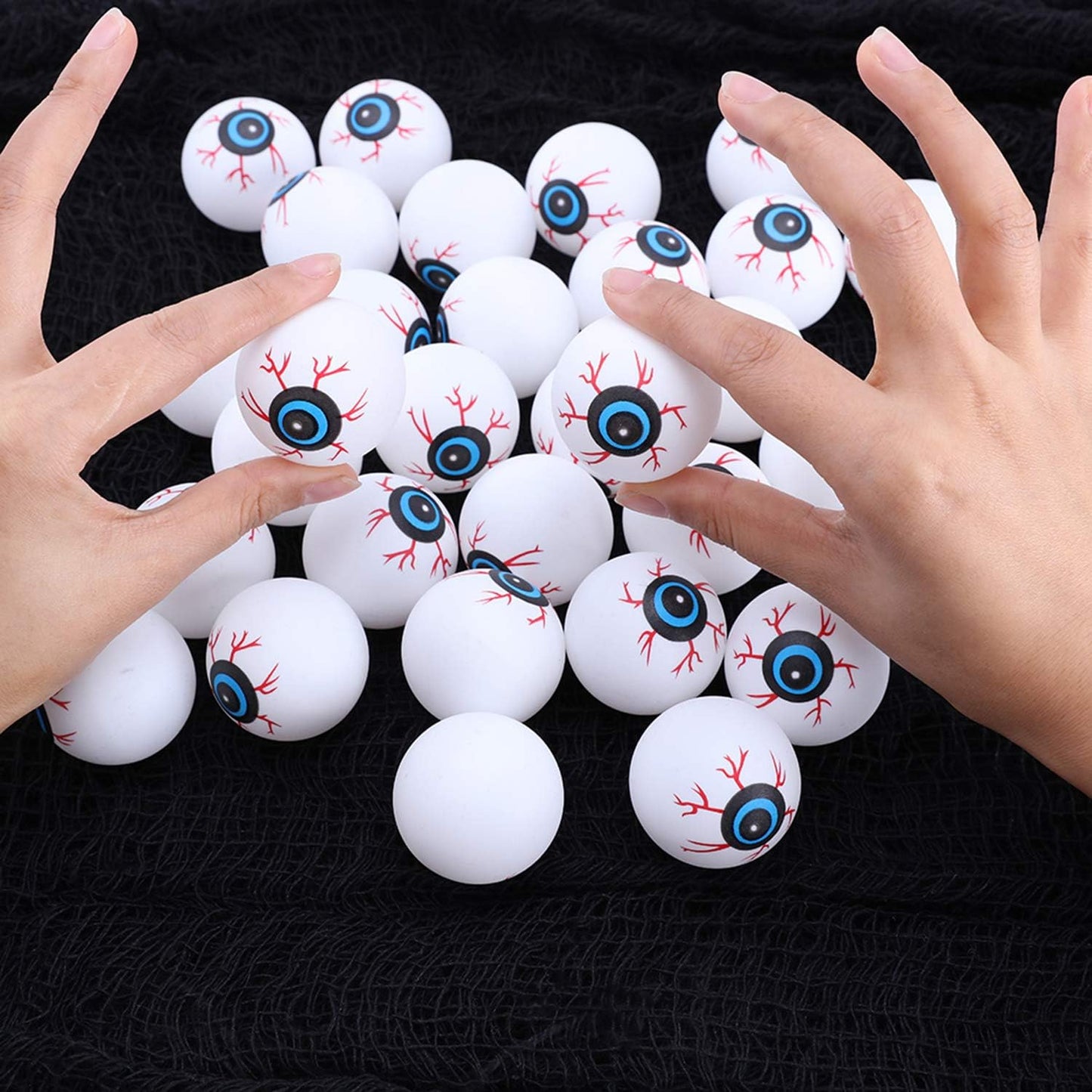 Arjoos | Plastic Halloween Eye Ball - Scary Ping Pong Eye Ball  | Trick or Treat Party Semicircle Eyes for Teenage and Adult Cosplay ( One Pack of 6 Eye Ball) | Halloween Party Supplies