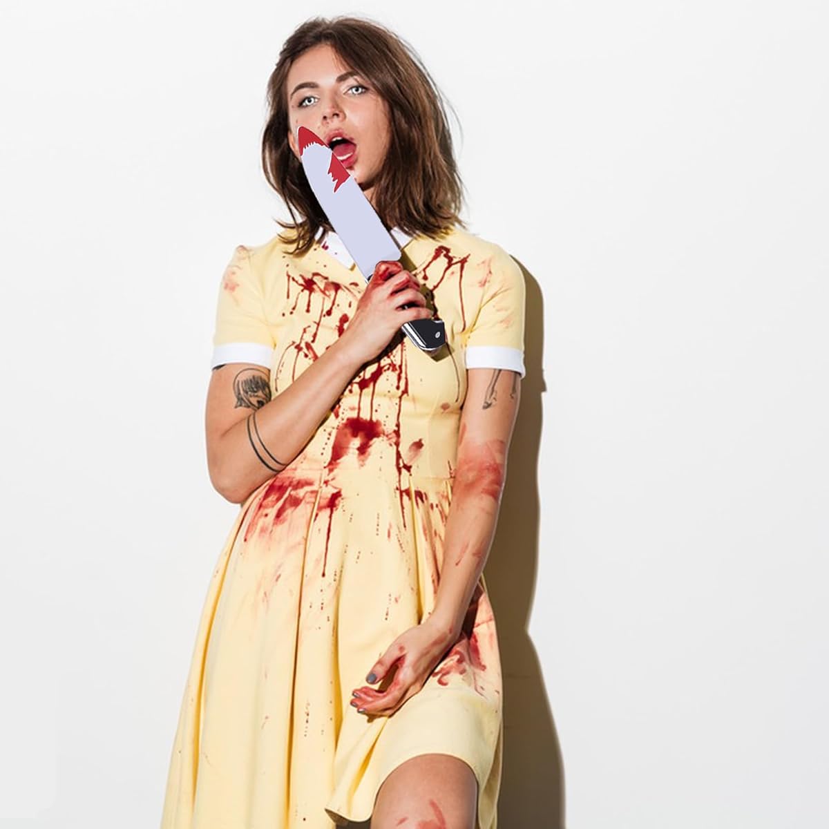 Arjoos | Plastics Fake Knife with Fake Blood | Bloody Rubber Toy Knife for Halloween Costume Accessory and Theme Party Costume Accessory | Halloween Party Supplies