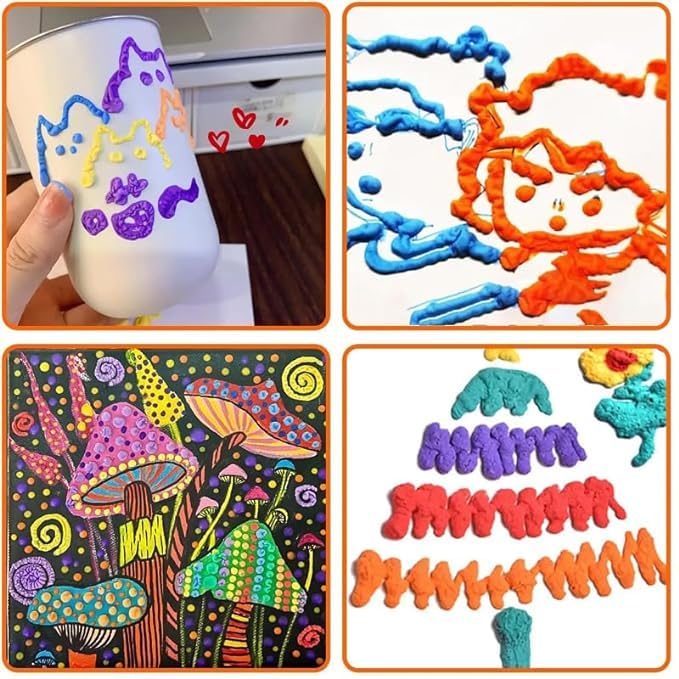 Arjoos | Popcorn Drawing Pen | Magic Puffy 3D DIY Colourful Art | Safe kids Marker | Colour Pen Set Of 6 -in 1 pack Pop up Effect pens | Birthday Gifts For Kids - ( Ages - 5+ Years )