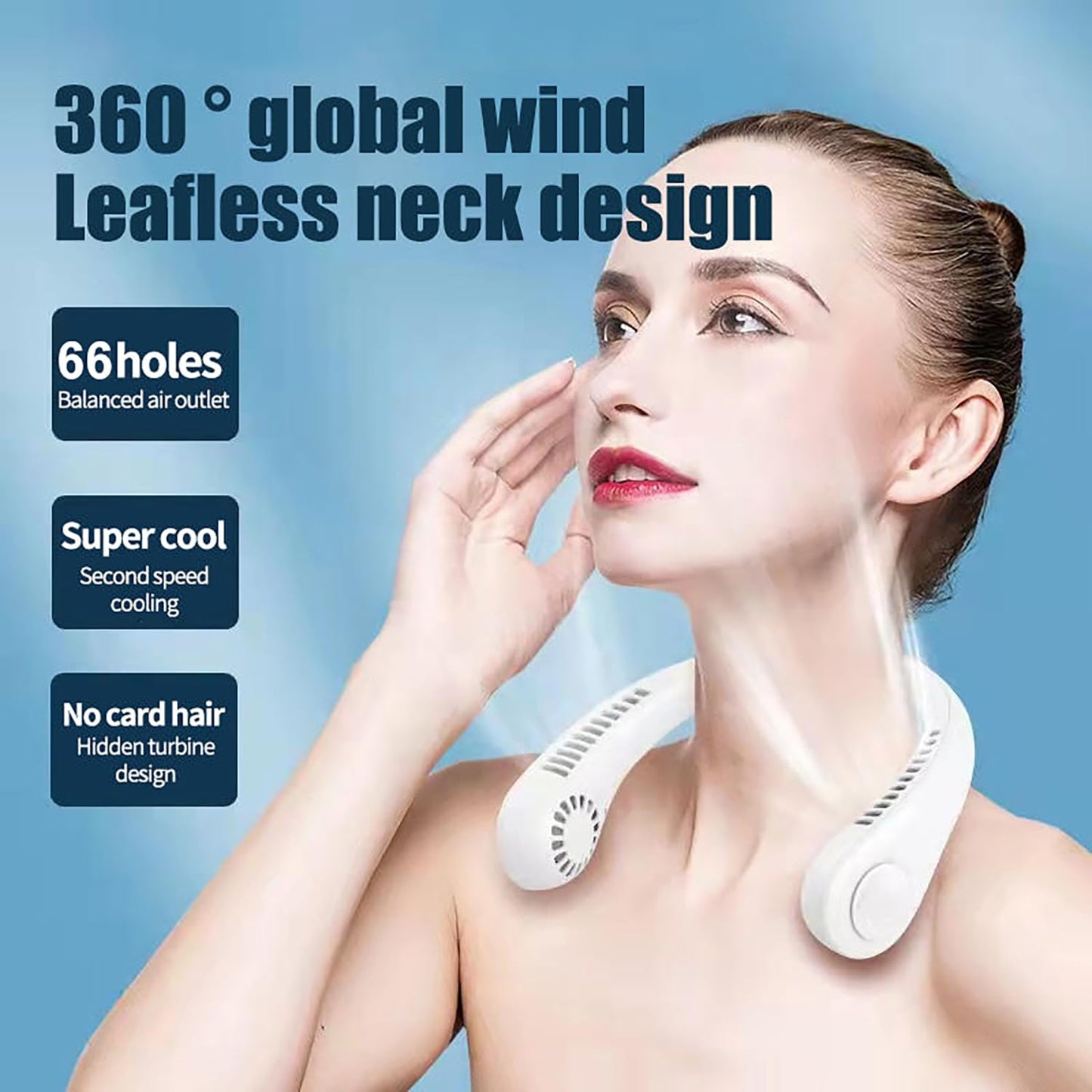 Arjoos | Portable Neck Fan - Hands Free Bladeless Fan | 66 Air Outlet, Headphone Design, Rechargeable, USB Powered Quiet | Birthday Gifts for Kids - Pack of 1 - ( Ages - 3+ )