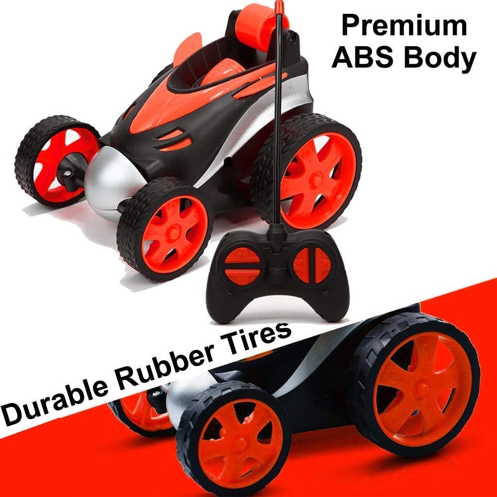 Arjoos | RC Stunt Car for Kids – 360° Rotating Remote Control Car with Flashing Lights & Dual-Sided Driving | High-Speed Electric Toy Car for Boys & Girls | Birthday return Gifts for kids - pack of 1