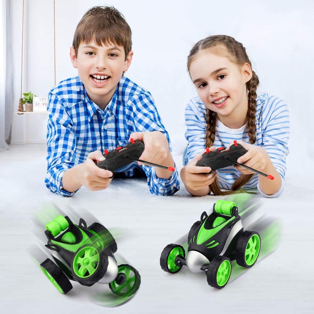 Arjoos | RC Stunt Car for Kids – 360° Rotating Remote Control Car with Flashing Lights & Dual-Sided Driving | High-Speed Electric Toy Car for Boys & Girls | Birthday return Gifts for kids - pack of 1