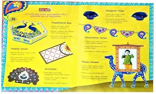 Arjoos | Rajasthan Art - The incredible art forms of Mandana | DIY Art & Craft Kit for Kids | Learning Activity Kit for Kids Multicolour | Birthday Gifts for Kids - Age - 4+Years