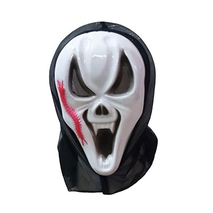 Arjoos | Skeleton Red Patch FACE MASK | Fawkes Anonymous Edition Face-Mask Perfect Fit Cosplay Halloween Mask | Fancy Dress Costume Accessory Halloween Function Party | Halloween Party supplies for Kids & Adults