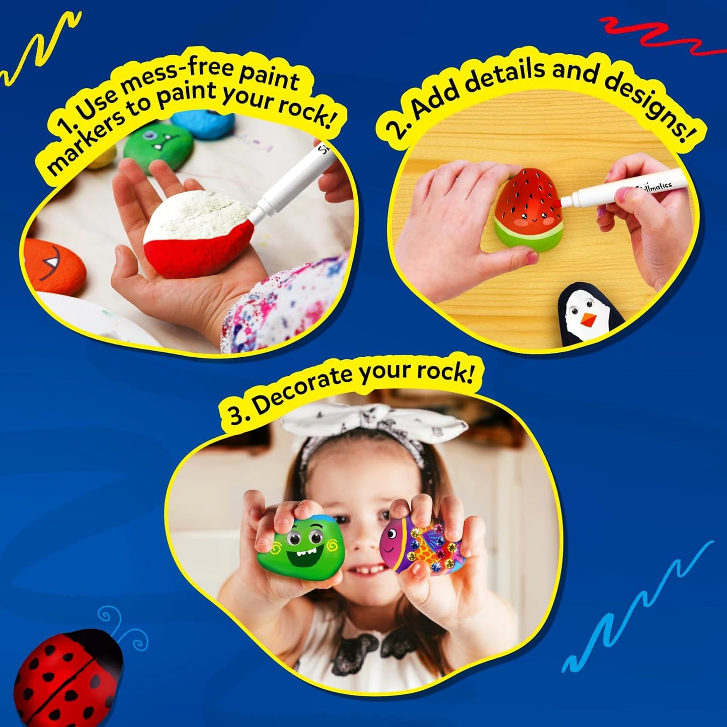 Arjoos | Rock Painting Kit | Mess-Free Art & Craft Activity | Craft Kits & Supplies, DIY Creative Activity | Birthday Gifts for Kids - Age - 5+Years