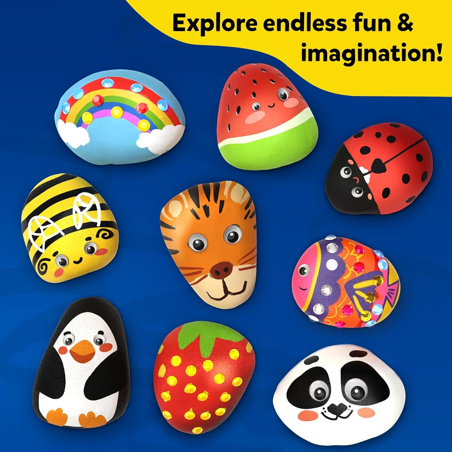 Arjoos | Rock Painting Kit | Mess-Free Art & Craft Activity | Craft Kits & Supplies, DIY Creative Activity | Birthday Gifts for Kids - Age - 5+Years
