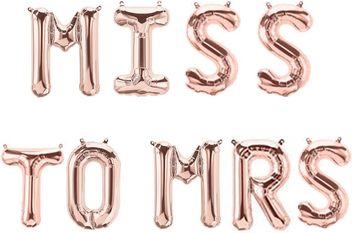 Arjoos | Rose Gold Miss to MRS Balloons Banner Foil Letters | Balloons for Bachelorette Party, Wedding, Bridal Shower | Party supplies Kit For Birthday Parties .