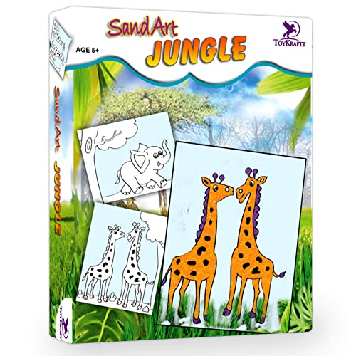 Arjoos | Sand Art Kit - Jungle | Art & Craft DIY Kit | Colourful Sand Art Creations for Kids & Adults | Birthday Gifts for Kids - Age - 7+Years