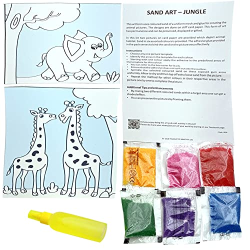 Arjoos | Sand Art Kit - Jungle | Art & Craft DIY Kit | Colourful Sand Art Creations for Kids & Adults | Birthday Gifts for Kids - Age - 7+Years