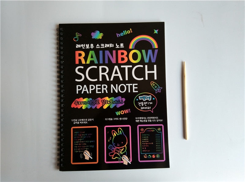 Arjoos | A4 Rainbow Art Scratch Paper Book Sheets | COMBO Sketch Pad (12 Sheets, 1 Pcs) | Scratch Paper Note For Kids | Rainbow Scratch & Sketch Note Pads, Drawing Notepads Small Size 1 Pcs.