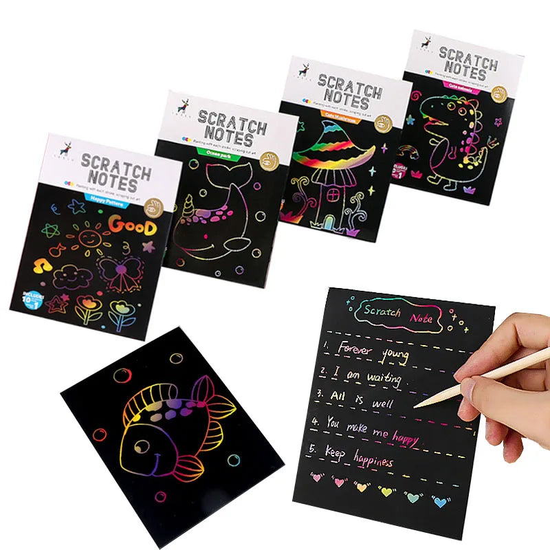 Arjoos | Rainbow Big Scratch Notes Scratch | Art Paper Cards | Magic Painting Paper with Drawing Stick for Kids | Toy Children Drawing Toys Craft | 3+yr