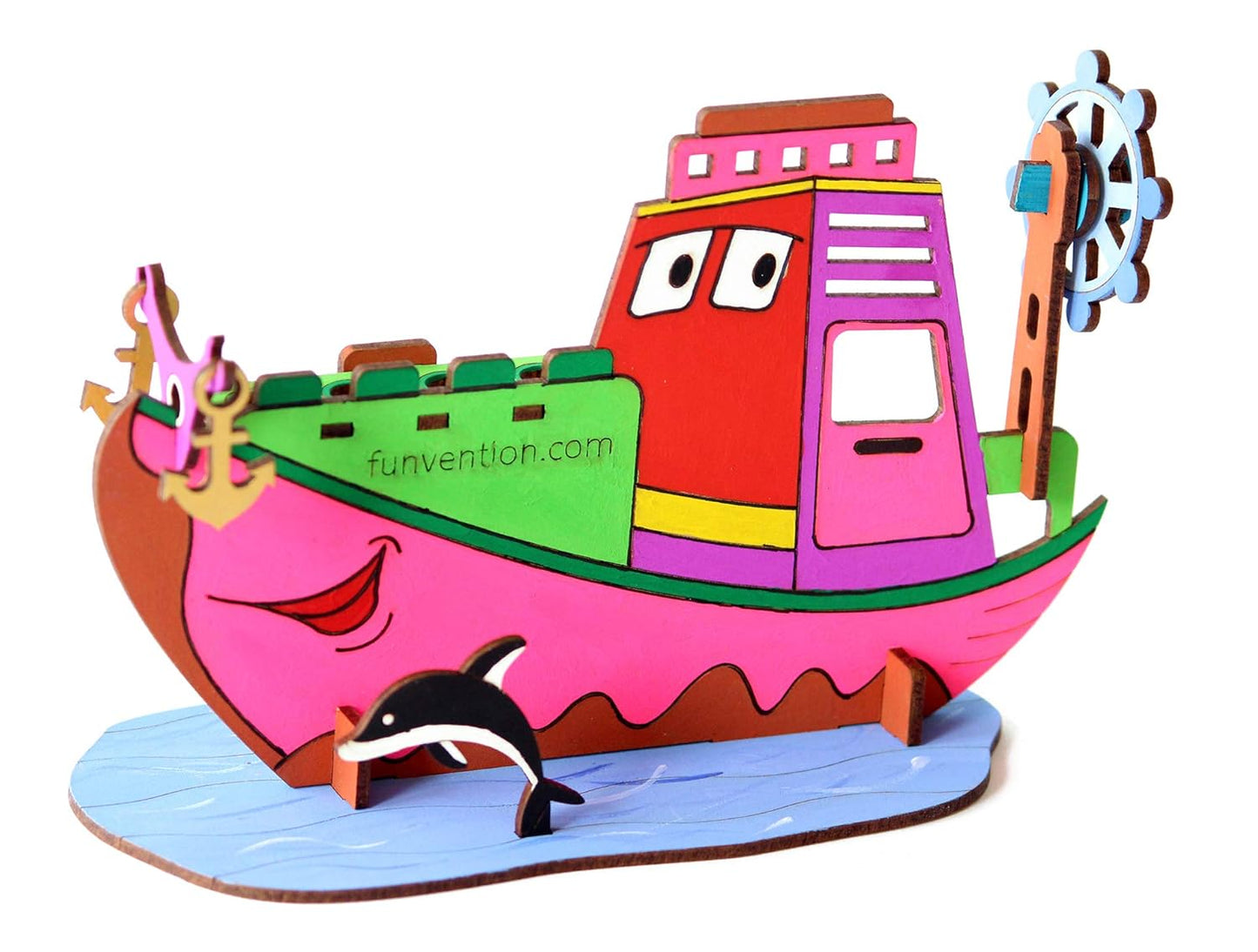 Arjoos | Ship Pen Stand - 3D Colouring Model | 3D Mechanical Do IT Yourself Toy | STEM Learning 3D Puzzle Toy -Art, Colouring and Painting Kit | Birthday Gifts for Kids - Age - 5+Years