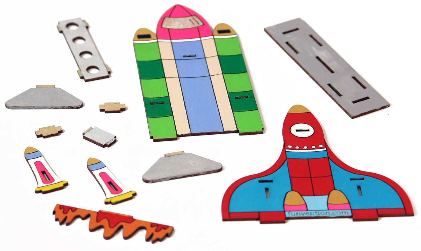 Arjoos | Space Shuttle Pen Stand - 3D Colouring Model | 3D Mechanical DIY Toy | STEM Learning 3D Puzzle Toy -Art, Colouring and Painting Kit | Birthday Gifts for Kids - Age - 5+Years