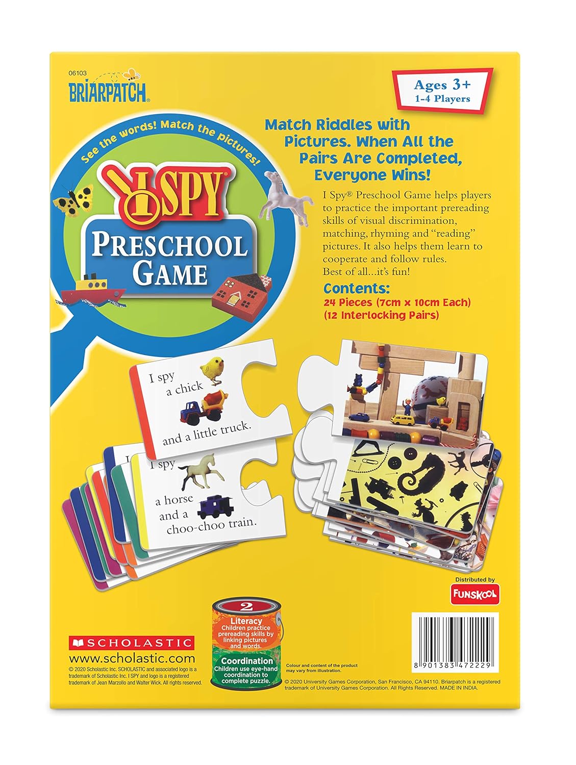 Arjoos | Spy Preschool Game - Matching Game | 1-4 Players | Educational Board Games for Kids | Birthday Gifts for Kids - Age - 3+Years
