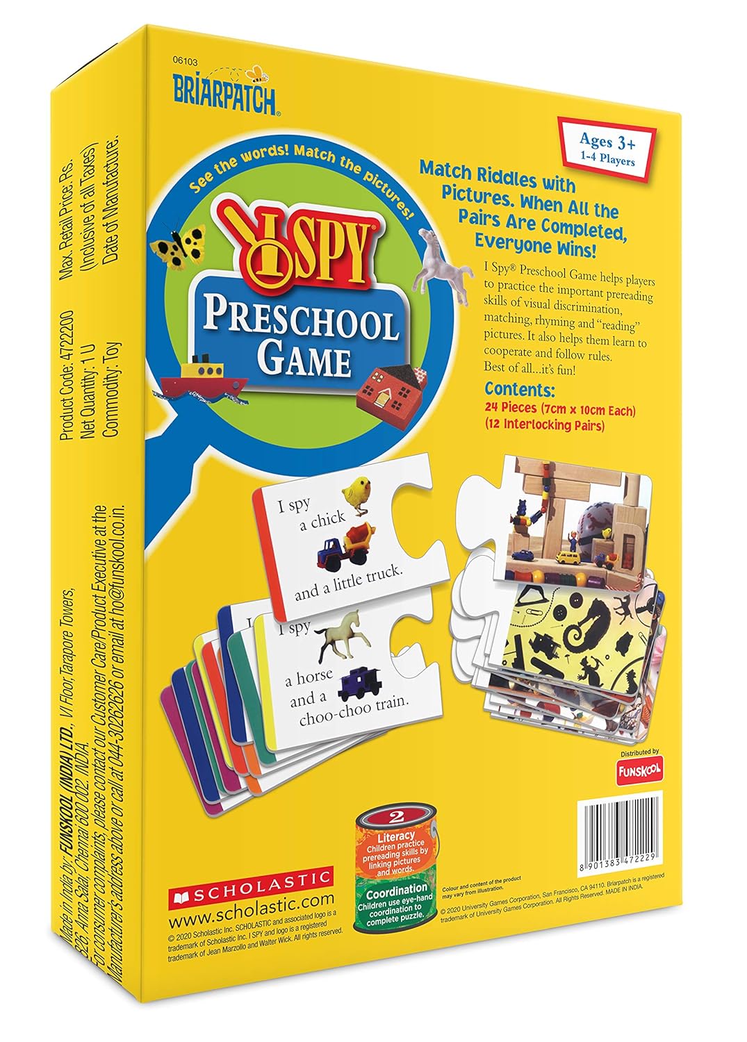 Arjoos | Spy Preschool Game - Matching Game | 1-4 Players | Educational Board Games for Kids | Birthday Gifts for Kids - Age - 3+Years