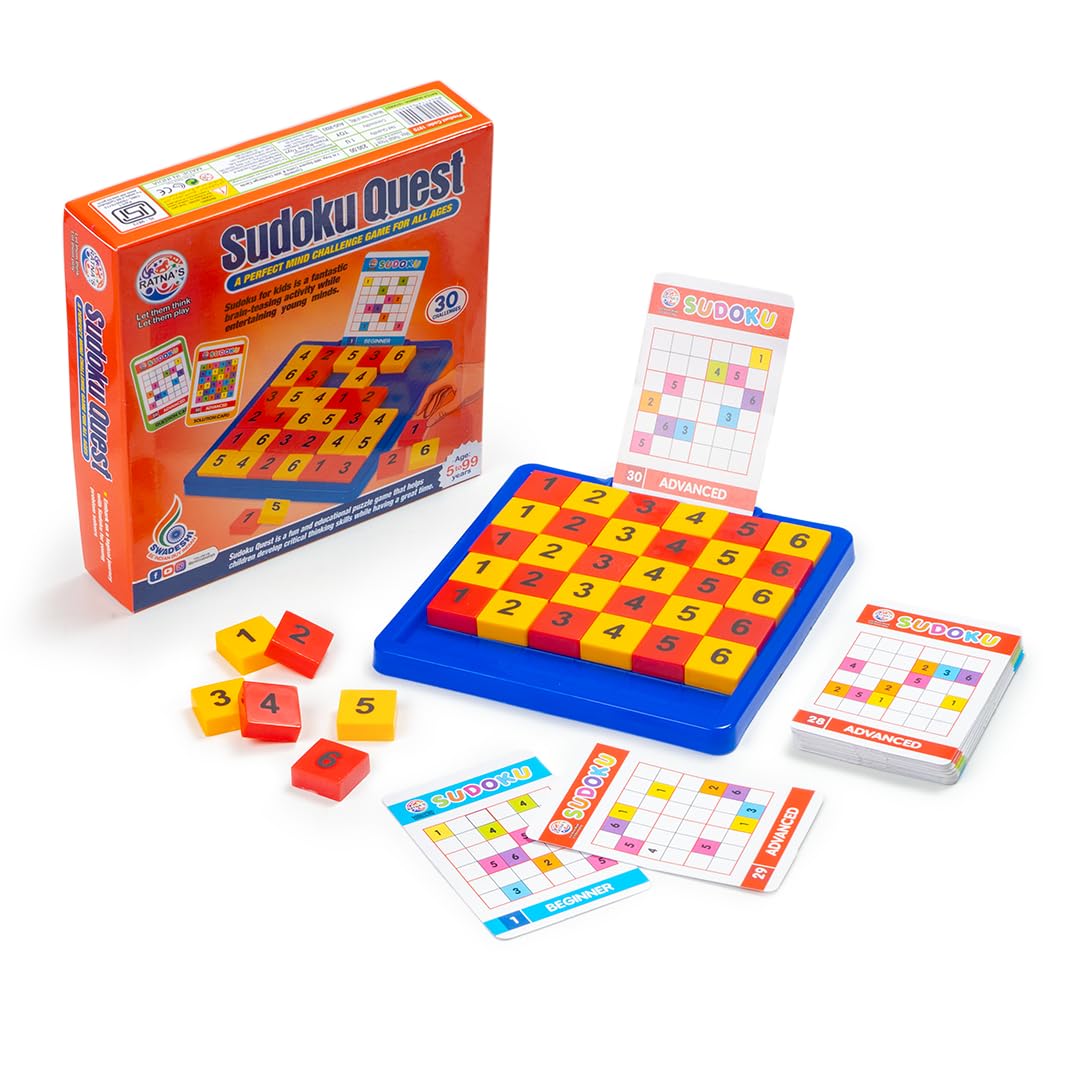 Arjoos | Sudoku Quest | Compact Mind Puzzle Game for Kids & Adults | Travel Board Game | Birthday Gifts for Kids - Pack of 1 - ( Ages - 3+ )