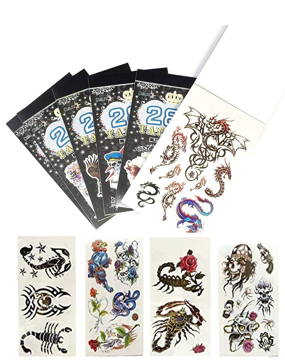 Arjoos | Temporary Tattoos (Set of 1 Booklets) for All Age Group | Cute Style | 200+ Tattoo Designs | Body Art Stickers for Fun Party | Kids Birthday Return Gifts
