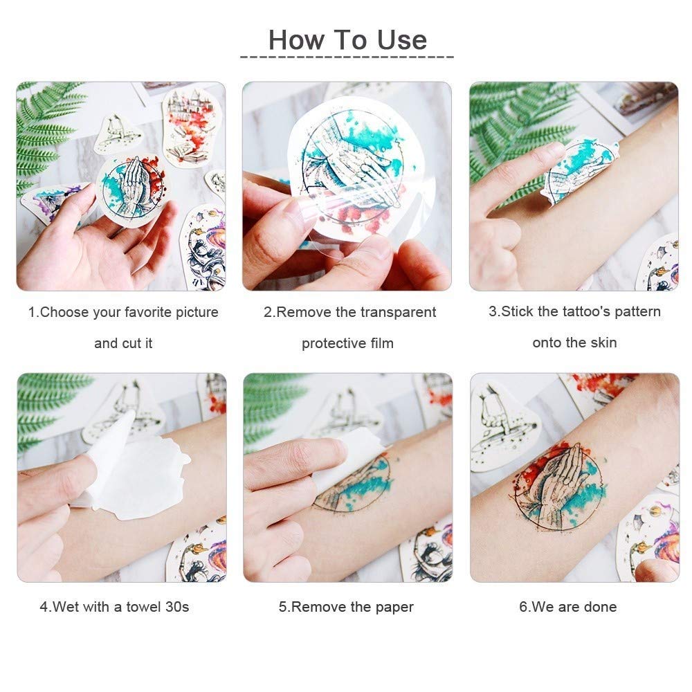 Arjoos | Temporary Tattoos (Set of 1 Booklets) for All Age Group | Cute Style | 200+ Tattoo Designs | Body Art Stickers for Fun Party | Kids Birthday Return Gifts