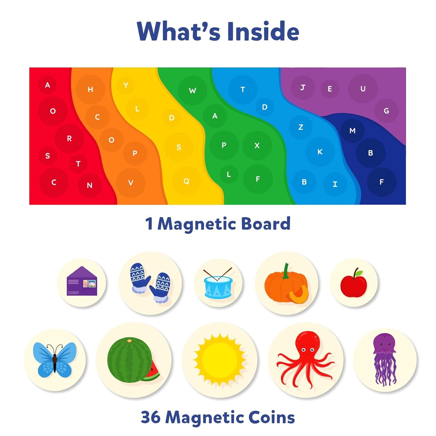 Arjoos | The Alphabet Rainbow - Magnetic Matching Activity | Preschool Learning Toy & Game for Kids, 35+ Magnetic Pieces | Birthday Gifts for Kids - Age - 3+Years