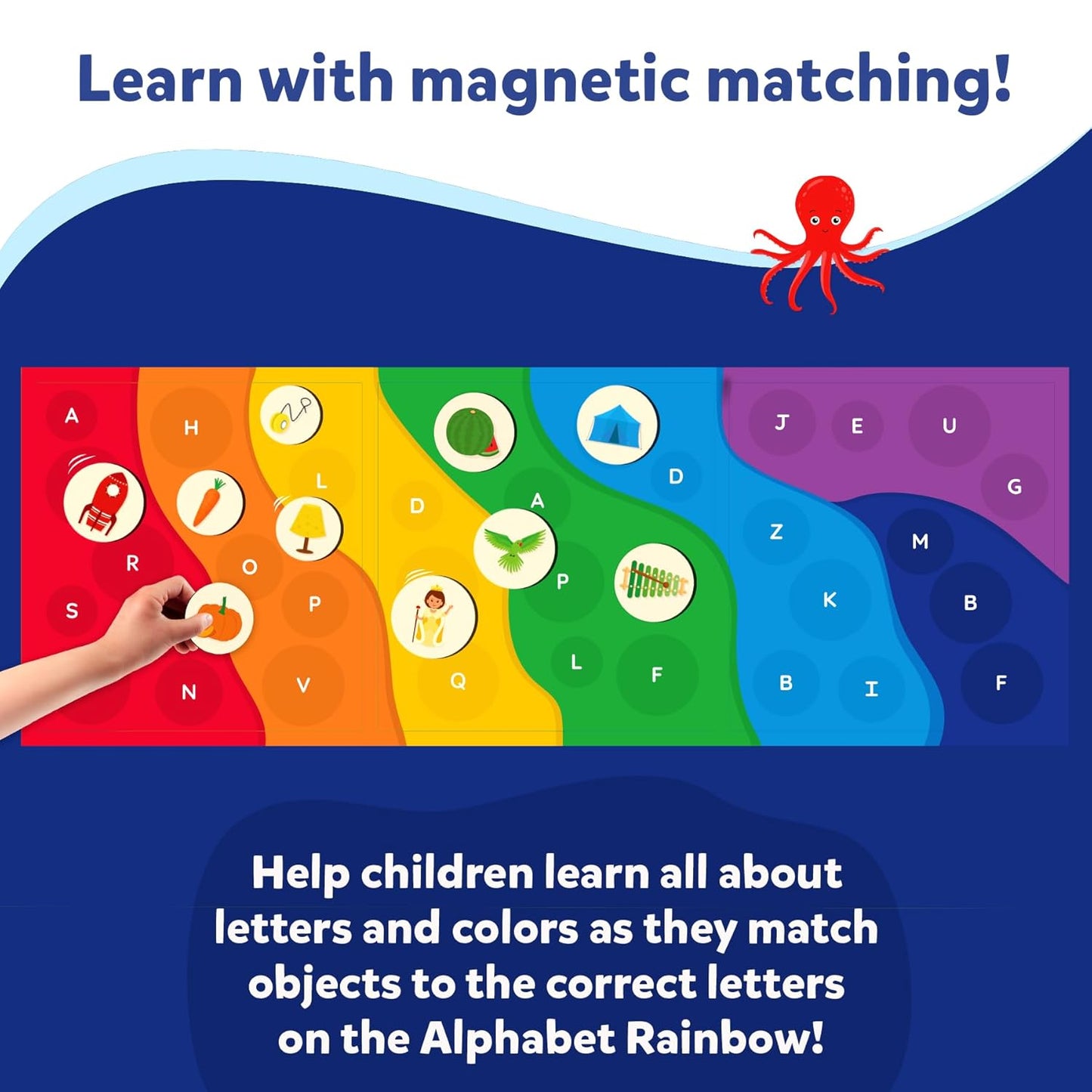 Arjoos | The Alphabet Rainbow - Magnetic Matching Activity | Preschool Learning Toy & Game for Kids, 35+ Magnetic Pieces | Birthday Gifts for Kids - Age - 3+Years