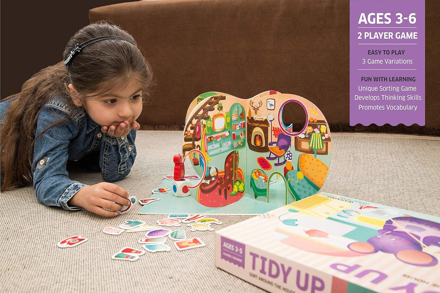 Arjoos | Tidy Up - Educational Board Game | Age 3-6 Years Old | Sorting Game for Kids | free play and later learn | Preschool Learning Toy for Boys and Girls