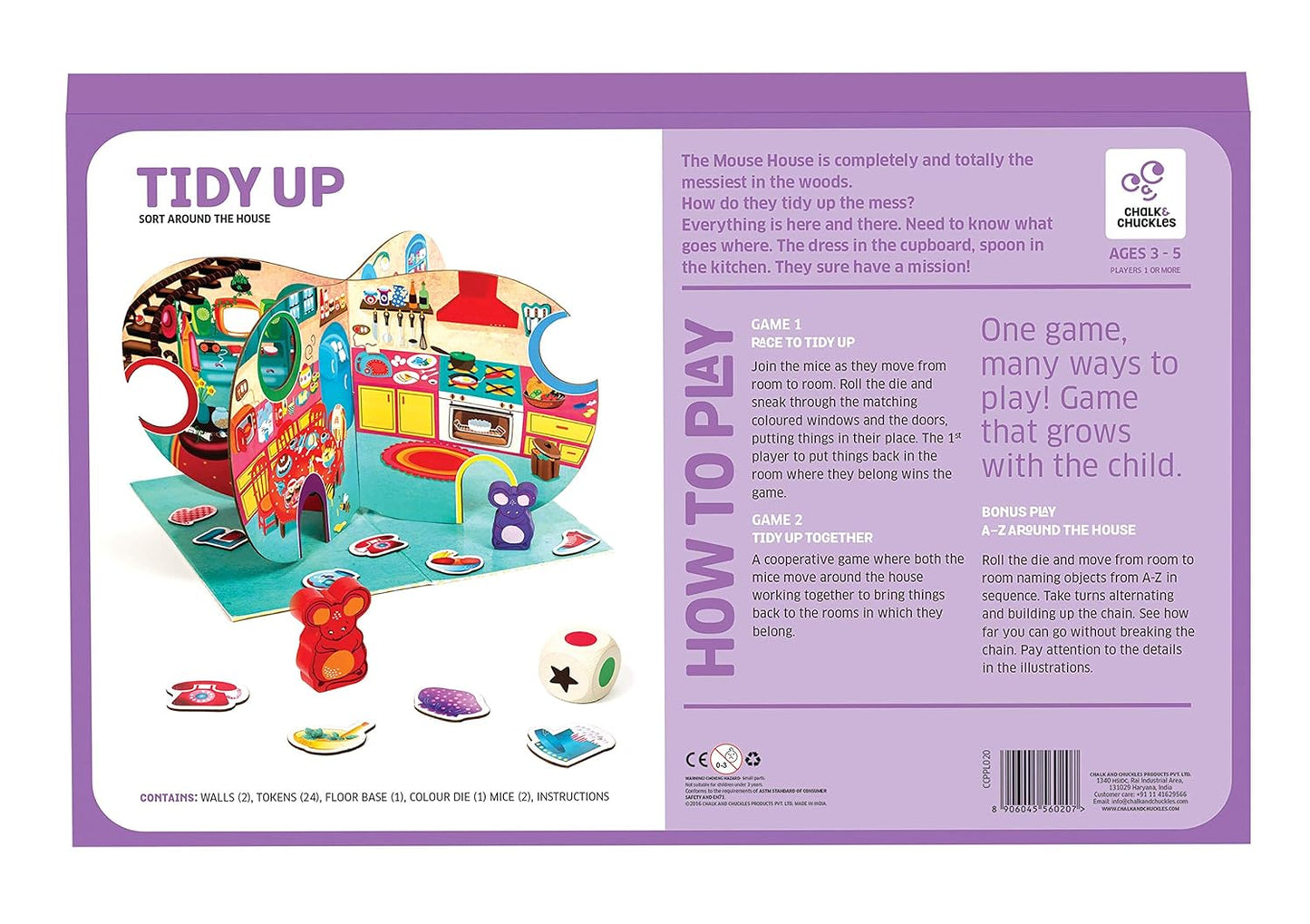 Arjoos | Tidy Up - Educational Board Game | Age 3-6 Years Old | Sorting Game for Kids | free play and later learn | Preschool Learning Toy for Boys and Girls
