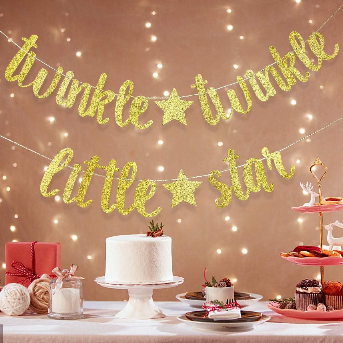 Arjoos | Twinkle Twinkle Little Star Banner- Birthday Party Baby Shower Party Decorations Banner (Gold) | Party supplies Kit For Birthday Parties - 1pcs .
