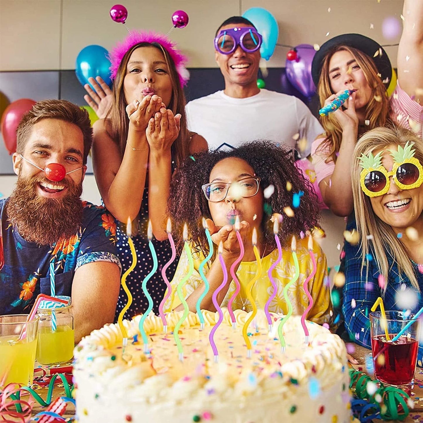 Arjoos | Twisty Birthday Cake Candles | 6 Pcs Set | Elegant Spiral Swirly Design, Every Occasion , Birthday, Baby Shower, Anniversary | Party supplies Kit For Birthday Parties .